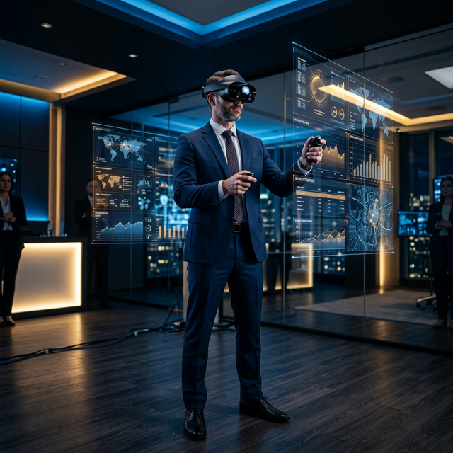 Executive in VR crisis simulation